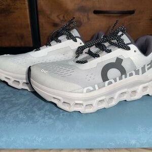 On Running CloudMonster White Athletic Running Shoes